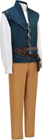 Men's Renaissance Prince Costume Shirt Vest Pants Belt Full Set Halloween Outfit in Saudi Arabia