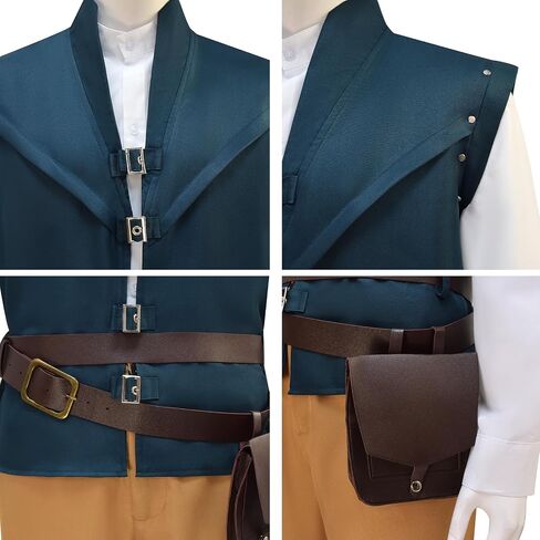 Men's Renaissance Prince Costume Shirt Vest Pants Belt Full Set Halloween Outfit in Saudi Arabia