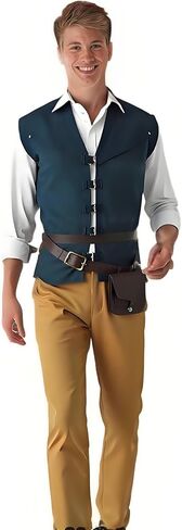 Men's Renaissance Prince Costume Shirt Vest Pants Belt Full Set Halloween Outfit in Saudi Arabia