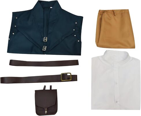 Men's Renaissance Prince Costume Shirt Vest Pants Belt Full Set Halloween Outfit in Saudi Arabia