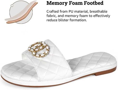 Women’s Flat Sandals – Slip On Fashion Slides With Soft Leather Slippers for Summer Open Toe Comfortable Casual Leather Slides for Beach, Travel & Daily Wear in Kuwait