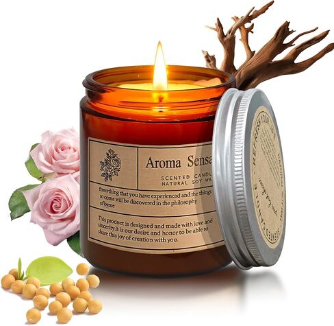 Candles for Home Scented, Aromatherapy Jar Candle Gifts for Women, Natural Soy Wax Amber Candle Set, Scented Candles Set for Birthday Valentine Mother's Christmas Day Present in Saudi Arabia