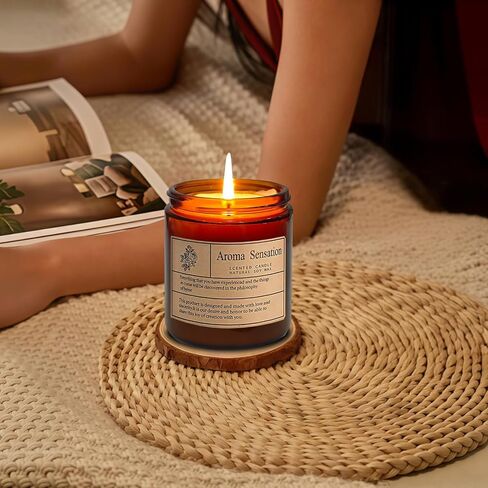 Candles for Home Scented, Aromatherapy Jar Candle Gifts for Women, Natural Soy Wax Amber Candle Set, Scented Candles Set for Birthday Valentine Mother's Christmas Day Present in Saudi Arabia