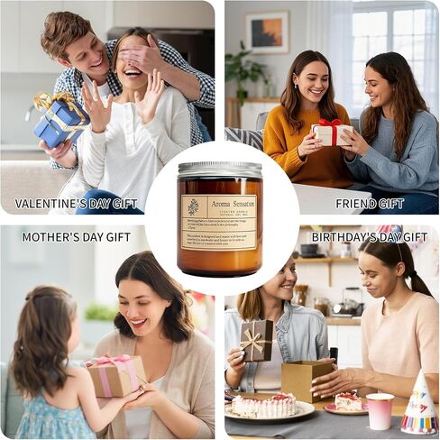 Candles for Home Scented, Aromatherapy Jar Candle Gifts for Women, Natural Soy Wax Amber Candle Set, Scented Candles Set for Birthday Valentine Mother's Christmas Day Present in Saudi Arabia
