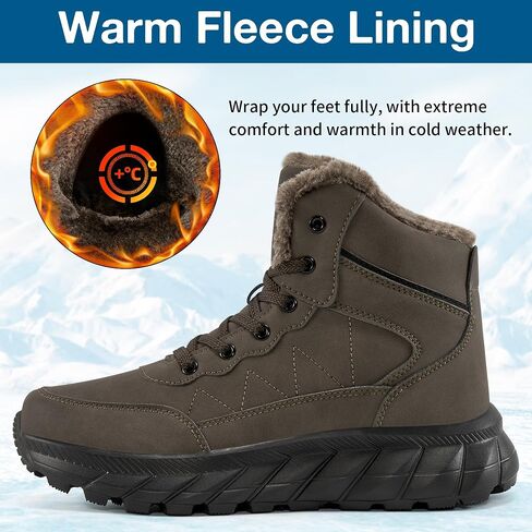 Snow Boots for Men Winter - Insulated Warm Fur Lined Casual Shoes Slip on Outdoor Lightweight Work boot for Cold Weather 2025 in Kuwait