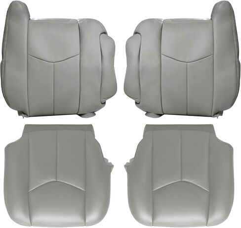 FZJDSD 4PCS Dark Gray Driver & Passenger Side Bottom and Top Lean Back Replacement Leather Seat Covers Compatible with Chevy Silverado Tahoe Suburban Avalanche GMC Yukon Sierra 2003-2007 in Saudi Arabia