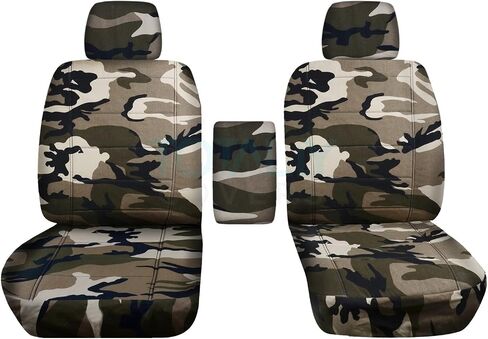 أغطية كاملة متوافقة مع أغطية مقاعد دلو شاحنة Ford F-150 Camo لعام 2009-2014 مع مسند ذراع مركزي: XLT/Texas، تمويه الأراضي الرطبة (16 مطبوعة) F-Series F150 Front in Kuwait