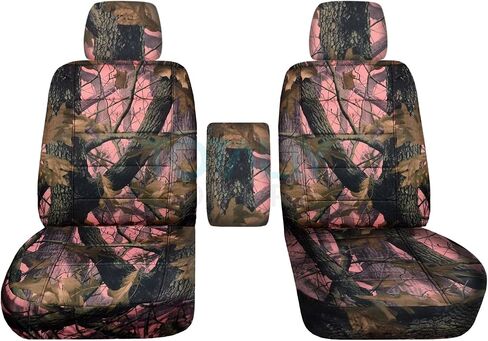 أغطية كاملة متوافقة مع أغطية مقاعد دلو شاحنة Ford F-150 Camo لعام 2009-2014 مع مسند ذراع مركزي: XLT/Texas، تمويه الأراضي الرطبة (16 مطبوعة) F-Series F150 Front in Kuwait