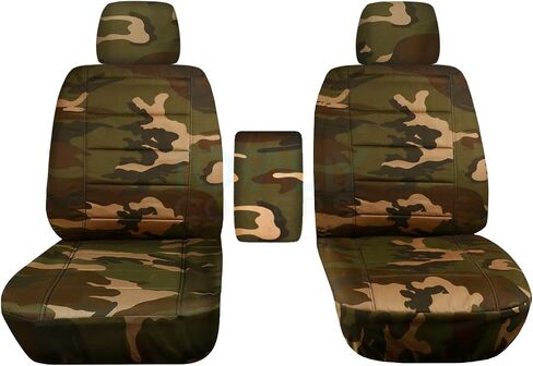 أغطية كاملة متوافقة مع أغطية مقاعد دلو شاحنة Ford F-150 Camo لعام 2009-2014 مع مسند ذراع مركزي: XLT/Texas، تمويه الأراضي الرطبة (16 مطبوعة) F-Series F150 Front in Kuwait