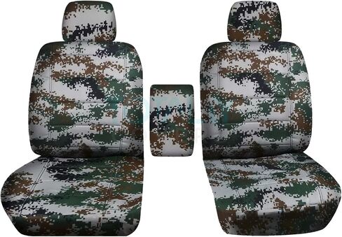 أغطية كاملة متوافقة مع أغطية مقاعد دلو شاحنة Ford F-150 Camo لعام 2009-2014 مع مسند ذراع مركزي: XLT/Texas، تمويه الأراضي الرطبة (16 مطبوعة) F-Series F150 Front in Kuwait