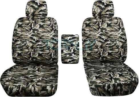 أغطية كاملة متوافقة مع أغطية مقاعد دلو شاحنة Ford F-150 Camo لعام 2009-2014 مع مسند ذراع مركزي: XLT/Texas، تمويه الأراضي الرطبة (16 مطبوعة) F-Series F150 Front in Kuwait