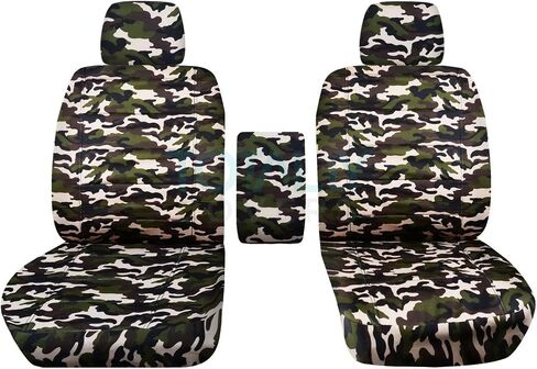 أغطية كاملة متوافقة مع أغطية مقاعد دلو شاحنة Ford F-150 Camo لعام 2009-2014 مع مسند ذراع مركزي: XLT/Texas، تمويه الأراضي الرطبة (16 مطبوعة) F-Series F150 Front in Kuwait