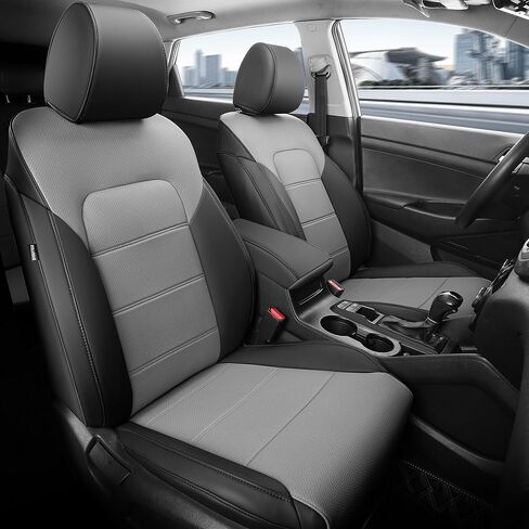 لأغطية مقاعد Hyundai Tucson 2019 2020 2021 - مجموعة كاملة من أغطية مقاعد Tucson الجلدية الملائمة حسب الطلب SE/SEL/Limited/Value/Ultimate/Sport تغطية كاملة لحماية المقاعد الأمامية والخلفية مقاومة للماء، بيج in Kuwait