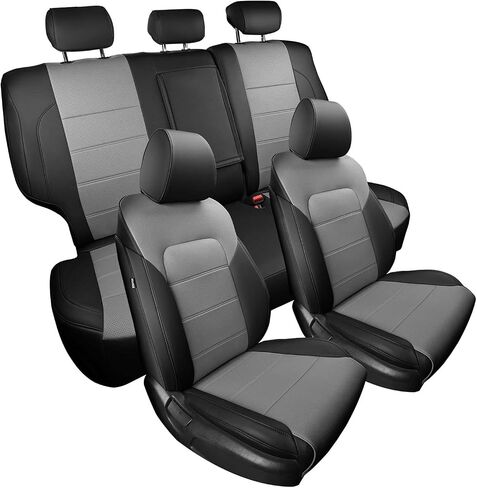 لأغطية مقاعد Hyundai Tucson 2019 2020 2021 - مجموعة كاملة من أغطية مقاعد Tucson الجلدية الملائمة حسب الطلب SE/SEL/Limited/Value/Ultimate/Sport تغطية كاملة لحماية المقاعد الأمامية والخلفية مقاومة للماء، بيج in Kuwait