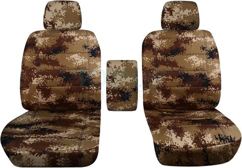 أغطية كاملة متوافقة مع أغطية مقاعد دلو شاحنة Ford F-150 Camo لعام 2009-2014 مع مسند ذراع مركزي: XLT/Texas، تمويه الأراضي الرطبة (16 مطبوعة) F-Series F150 Front in Kuwait