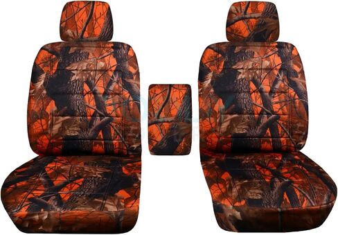 أغطية كاملة متوافقة مع أغطية مقاعد دلو شاحنة Ford F-150 Camo لعام 2009-2014 مع مسند ذراع مركزي: XLT/Texas، تمويه الأراضي الرطبة (16 مطبوعة) F-Series F150 Front in Kuwait