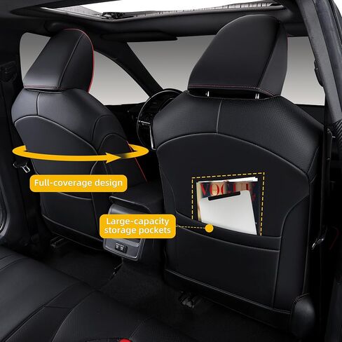 أغطية مقاعد كامري مناسبة حسب الطلب لسيارة Toyota Camry LE,SE,SE Nightshade 2018-2024 تغطية كاملة مقاومة للماء وأغطية مقاعد السيارة الجلدية القابلة للتنفس مجموعة كاملة (أسود مع حافة حمراء) in Kuwait