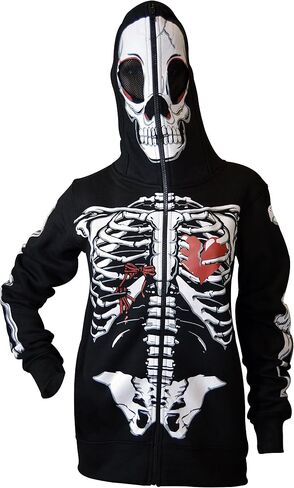Skylinewears Women's Full-Zip Hoodie with Skeleton Skull Print Oversized Gothic Sweatshirt for Halloween Costume in Saudi Arabia