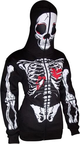Skylinewears Women's Full-Zip Hoodie with Skeleton Skull Print Oversized Gothic Sweatshirt for Halloween Costume in Saudi Arabia