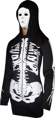 Skylinewears Women's Full-Zip Hoodie with Skeleton Skull Print Oversized Gothic Sweatshirt for Halloween Costume in Saudi Arabia