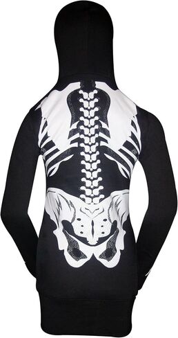 Skylinewears Women's Full-Zip Hoodie with Skeleton Skull Print Oversized Gothic Sweatshirt for Halloween Costume in Saudi Arabia