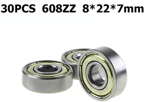30 قطعة ABEC-5 608ZZ 8*22*7 مم محمل كرة أخدود عميقة 608 كروي 608 2Z معدن مختوم 608ZZ 8X22X7 مم(608ZZ_ABEC 5) in Kuwait