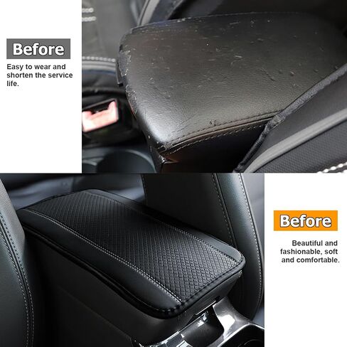 Car Armrest Seat Box Cover, Comfortable Leather Automotive Center Console Cushion Pad, Soft Waterproof Vehicle Arm Rest Protector Mat Accessories, Universal for RV, SUV, Truck (Black/Blue) in Saudi Arabia