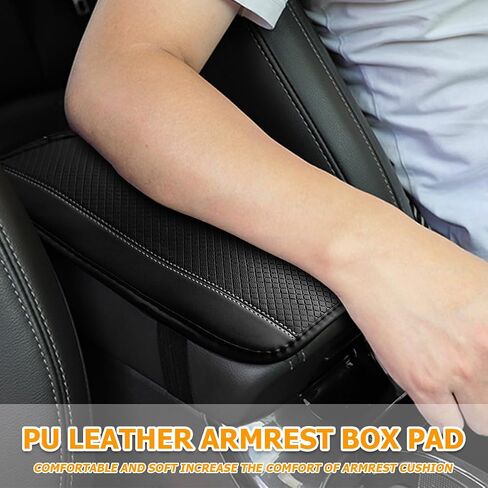 Car Armrest Seat Box Cover, Comfortable Leather Automotive Center Console Cushion Pad, Soft Waterproof Vehicle Arm Rest Protector Mat Accessories, Universal for RV, SUV, Truck (Black/Blue) in Saudi Arabia