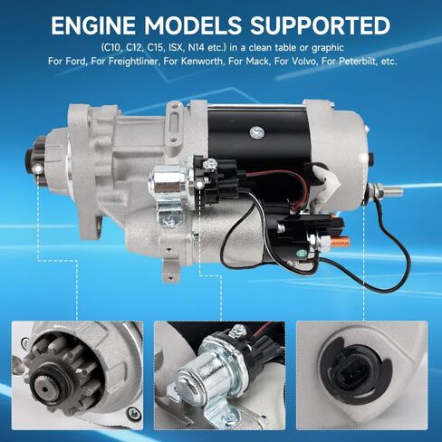 Areyourshop Starter Motor 8200308 39MT for Caterpillar 8MJ5439M, KW0779 for Cummins M970979, for Freightliner Columbia, for Peterbilt 379, for Volvo VNL, 8200289 8201079 for Kenworth T800/W900 in Saudi Arabia