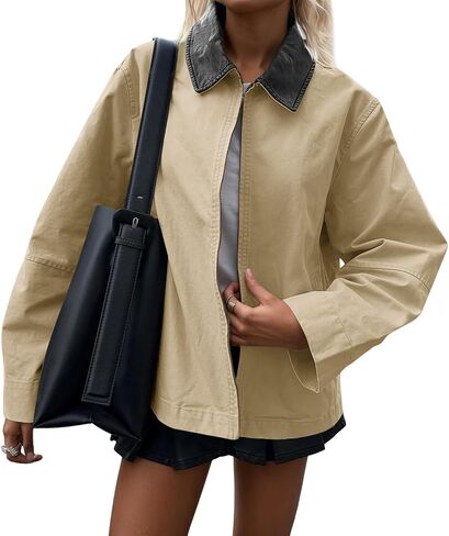 Cicy Bell Womens Oversized Fall Jackets Casual Lightweight Zip Up Cotton Canvas Light Barn Coats 2025 Winter Outfits in Saudi Arabia