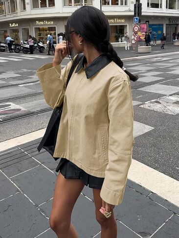 Cicy Bell Womens Oversized Fall Jackets Casual Lightweight Zip Up Cotton Canvas Light Barn Coats 2025 Winter Outfits in Saudi Arabia