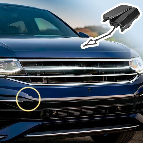 غطاء غطاء خطاف سحب المصد الأمامي - ملحق بديل لسيارة VW Tiguan X/L 2022-2024، غطاء عين المقطورة المتوافق مع الشبكة السوداء in Saudi Arabia