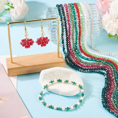 Beadthoven 784pcs 4mm Faceted Glass Rondelle Beads Pastel Color Porcelain Briolette Glass Crystal Beads Spacers 7 Colors Opaque Glass Beads for Bracelet Necklace Jewelry Making DIY Supplies in Saudi Arabia