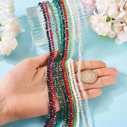 Beadthoven 784pcs 4mm Faceted Glass Rondelle Beads Pastel Color Porcelain Briolette Glass Crystal Beads Spacers 7 Colors Opaque Glass Beads for Bracelet Necklace Jewelry Making DIY Supplies in Saudi Arabia