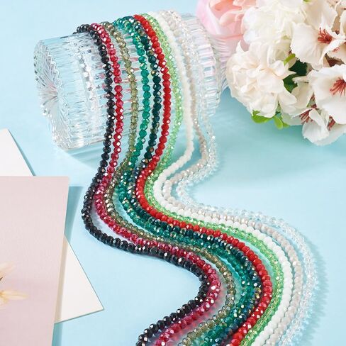 Beadthoven 784pcs 4mm Faceted Glass Rondelle Beads Pastel Color Porcelain Briolette Glass Crystal Beads Spacers 7 Colors Opaque Glass Beads for Bracelet Necklace Jewelry Making DIY Supplies in Saudi Arabia
