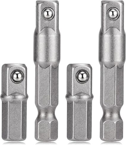 4 Pack 1/4 Hex to Socket Adapter, Impact Socket Extension Adapter Converter Set, Hex to Square 1/4" Sockets Bit Adapters Power Tool Replacement Part for Drill Driver Sockets Driver Screwdri in Saudi Arabia