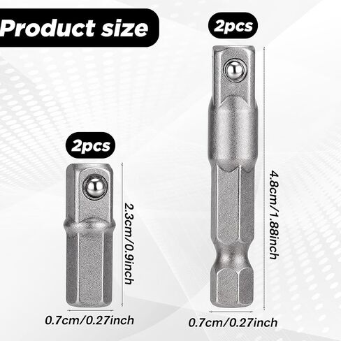 4 Pack 1/4 Hex to Socket Adapter, Impact Socket Extension Adapter Converter Set, Hex to Square 1/4" Sockets Bit Adapters Power Tool Replacement Part for Drill Driver Sockets Driver Screwdri in Saudi Arabia