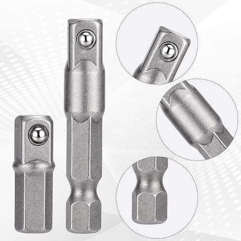 4 Pack 1/4 Hex to Socket Adapter, Impact Socket Extension Adapter Converter Set, Hex to Square 1/4" Sockets Bit Adapters Power Tool Replacement Part for Drill Driver Sockets Driver Screwdri in Saudi Arabia