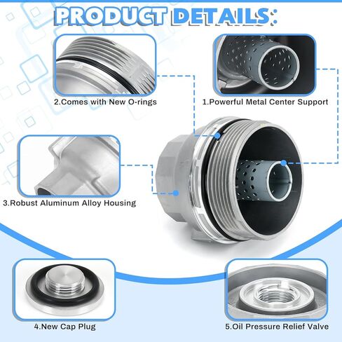 غطاء مبيت فلتر الزيت 15620-31060 متوافق مع Toyota 2007-2022 Camry 2010-2022 4Runner 2005-2022 Avalon Fj Cruiser RAV4 وLexus RX330 حامل غطاء مبيت فلتر الزيت 1562031060 + قابس 15643-31050 in Kuwait