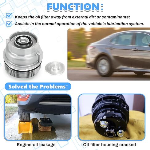 غطاء مبيت فلتر الزيت 15620-31060 متوافق مع Toyota 2007-2022 Camry 2010-2022 4Runner 2005-2022 Avalon Fj Cruiser RAV4 وLexus RX330 حامل غطاء مبيت فلتر الزيت 1562031060 + قابس 15643-31050 in Kuwait