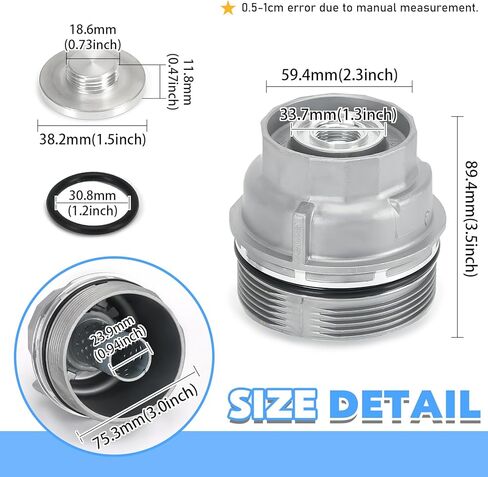 غطاء مبيت فلتر الزيت 15620-31060 متوافق مع Toyota 2007-2022 Camry 2010-2022 4Runner 2005-2022 Avalon Fj Cruiser RAV4 وLexus RX330 حامل غطاء مبيت فلتر الزيت 1562031060 + قابس 15643-31050 in Kuwait