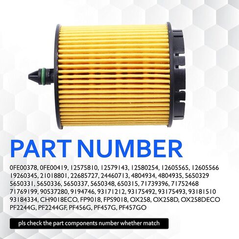 CH9018 Oil Filter Compatible with Alfa Romeo 159, Buick LaCrosse, Regal, Verano, Chevrolet Captiva Sport, Cavalier, Classic, Cobalt, Equinox, Fisker Karma, GMC, Oldsmobile, Pontiac, Saturn in Saudi Arabia