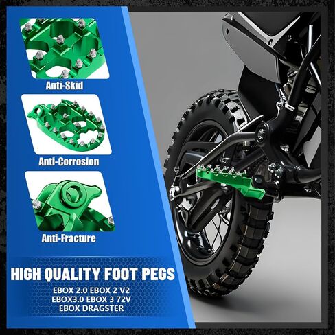 Electric Dirt Bike Foot Pegs CNC for Ebox Dragster Ebox 2.0 3.0 E Box 2 V2 3 72v Electric Mini Dirt Pit Bike Green in Saudi Arabia
