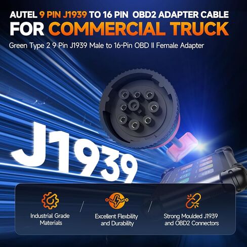 2025 محول Autel Green Type 2 J1939 ذكر إلى 16Pin أنثى obd2، 16Pin إلى 9Pin J1939 منفذ obd، كابل تمديد 30 سم in Saudi Arabia
