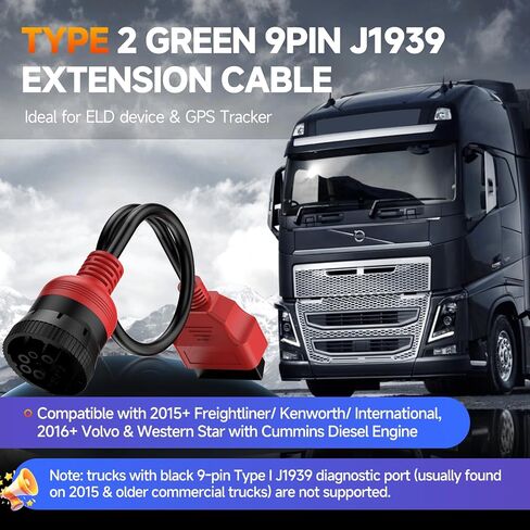2025 محول Autel Green Type 2 J1939 ذكر إلى 16Pin أنثى obd2، 16Pin إلى 9Pin J1939 منفذ obd، كابل تمديد 30 سم in Saudi Arabia