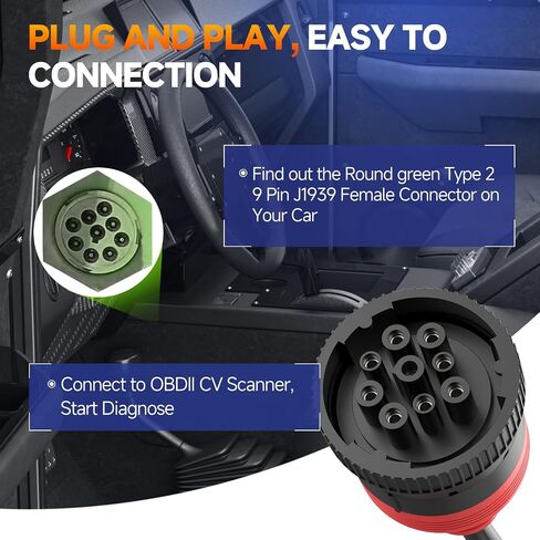 2025 محول Autel Green Type 2 J1939 ذكر إلى 16Pin أنثى obd2، 16Pin إلى 9Pin J1939 منفذ obd، كابل تمديد 30 سم in Saudi Arabia