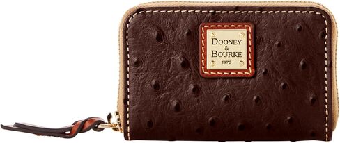 محفظة Dooney & Bourke، محفظة بطاقات الائتمان بسحاب كبير حول النعامة - بني in Kuwait