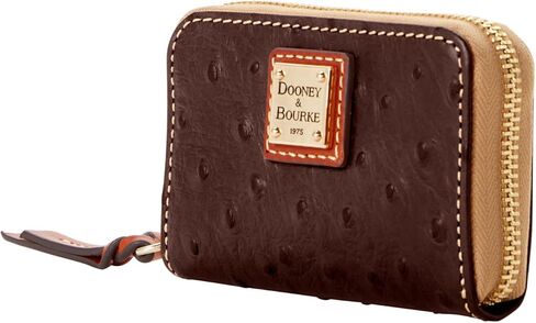 محفظة Dooney & Bourke، محفظة بطاقات الائتمان بسحاب كبير حول النعامة - بني in Kuwait