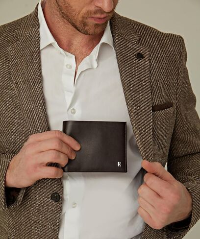 Wallet for Men, Slim Minimalist RFID Full Grain Leather, Handcrafted Bifold, 6 Card Slots, Gift Box Pouch, Christmas Birthday, Navy Blue in Kuwait