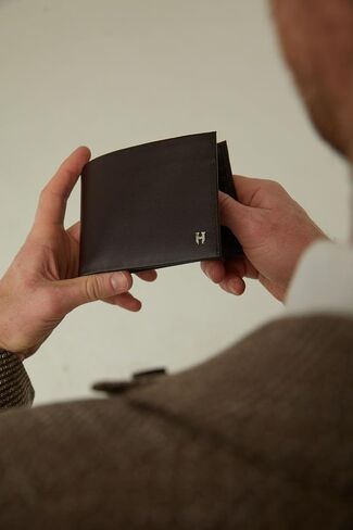Wallet for Men, Slim Minimalist RFID Full Grain Leather, Handcrafted Bifold, 6 Card Slots, Gift Box Pouch, Christmas Birthday, Navy Blue in Kuwait